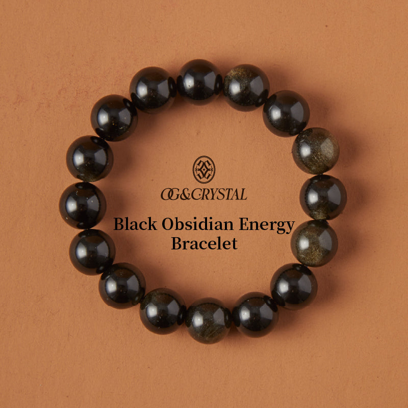 OGクリスタル 黑曜岩 心安の守護ブレスレット - 心を落ち着ける守護、仕事や日常に最適