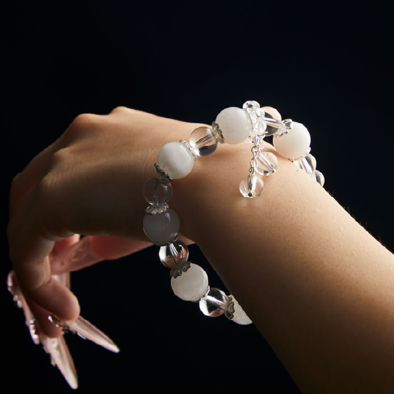 OGクリスタル 石英質玉 柔らかの調和ブレスレット - 癒し・平和、男女兼用