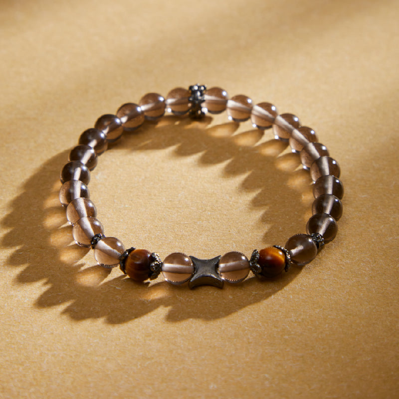 OGクリスタル 黑曜岩 氷虎の守護ブレスレット - 冷静さと守護の力、男女兼用