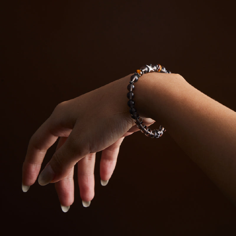 OGクリスタル 黑曜岩 氷虎の守護ブレスレット - 冷静さと守護の力、男女兼用