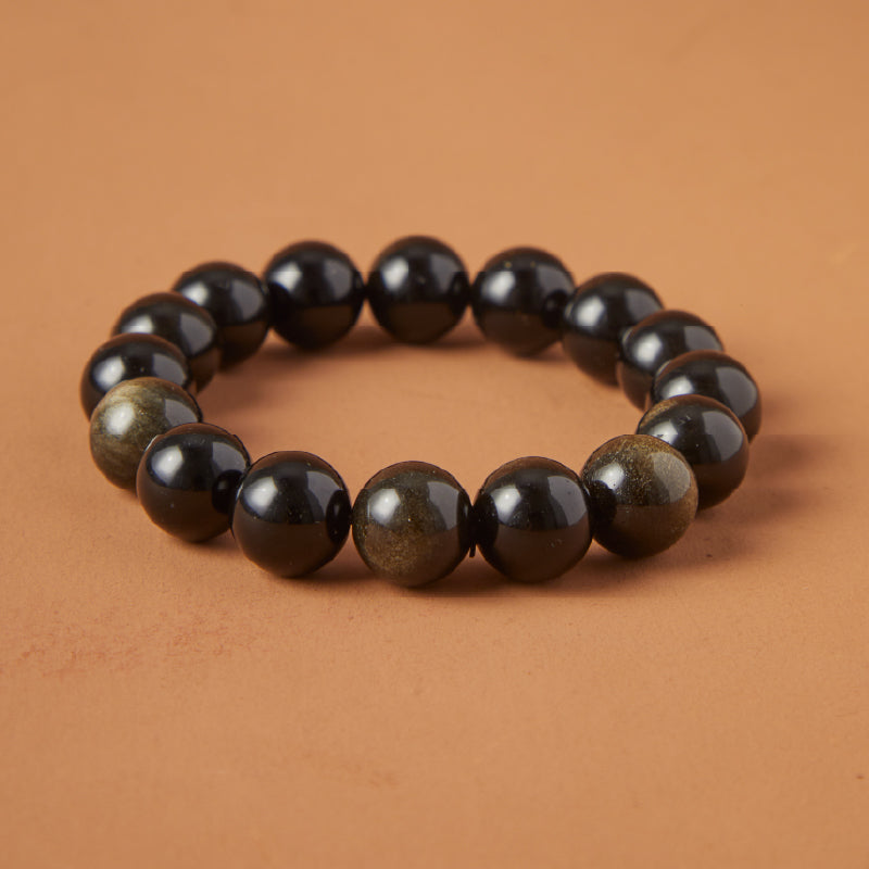 OGクリスタル 黑曜岩 心安の守護ブレスレット - 心を落ち着ける守護、仕事や日常に最適