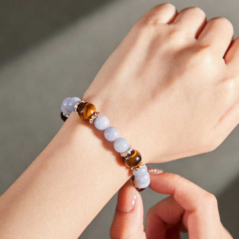 OGクリスタル 木変石 天使の守護ブレスレット - 新しい挑戦をサポート、男女に最適