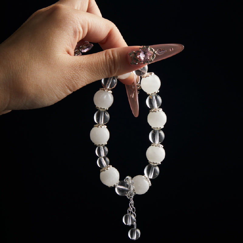 OGクリスタル 石英質玉 柔らかの調和ブレスレット - 癒し・平和、男女兼用